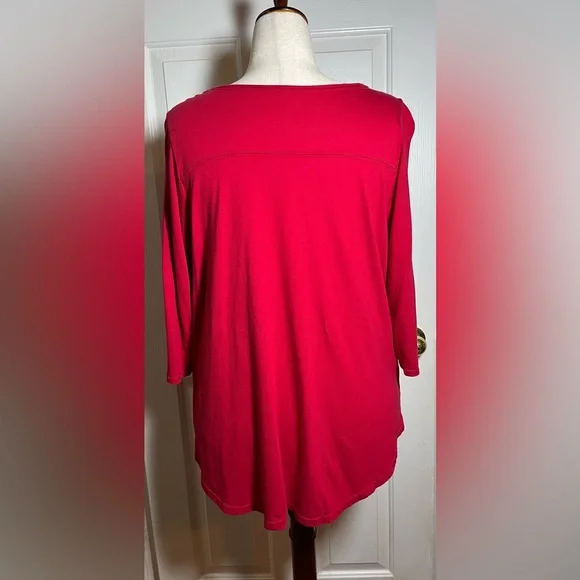 Lane Bryant Women’s Vibrant Red Three Quarter Inch Sleeve Tee - Picture 5 of 9